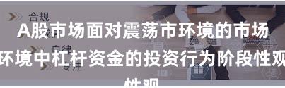 A股市场面对震荡市环境的市场环境中杠杆资金的投资行为阶段性观